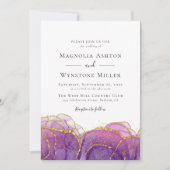 抽象芸術パープル金ゴールドすべて結婚の 招待状 (正面)