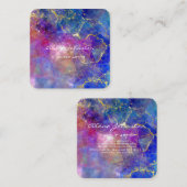 抽象芸術パープル金ゴールドブルーメイクアップアーティスト スクエア名刺 (正面/裏面)