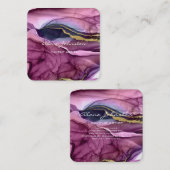 抽象芸術パープル金ゴールドメイクアップアーティスト スクエア名刺 (正面/裏面)