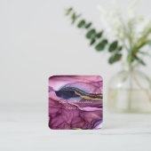 抽象芸術パープル金ゴールドメイクアップアーティスト スクエア名刺 (スタンド正面)