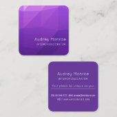 抽象芸術パープル3D モダンデザインのカスタマイズ スクエア名刺 (正面/裏面)
