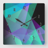 抽象芸術パープル&グリーンスクエアウォールクロック スクエア壁時計 (正面)