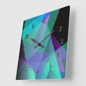 抽象芸術パープル&グリーンスクエアウォールクロック スクエア壁時計 (傾斜)