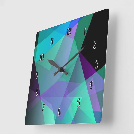 抽象芸術パープル&グリーンスクエアウォールクロック スクエア壁時計 (傾斜)