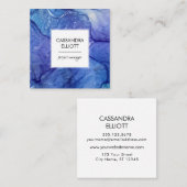 抽象芸術パープル&ブルーアルコールインクリキッドアート スクエア名刺 (正面/裏面)