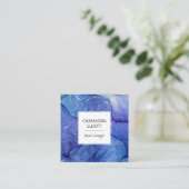 抽象芸術パープル&ブルーアルコールインクリキッドアート スクエア名刺 (スタンド正面)