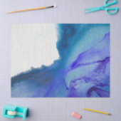 抽象芸術パープル&ブルーウォーターカラーデコパージュ 薄葉紙 (クラフト)