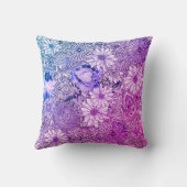 抽象芸術パープル&ブルーフローラ枕 クッション (裏面)