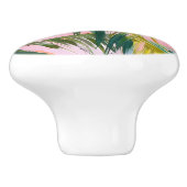 抽象芸術パームフロンドオンピンクオイルペインティングトロピカル セラミックノブ (側面)
