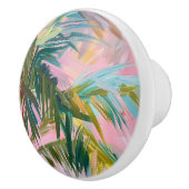 抽象芸術パームフロンドオンピンクオイルペインティングトロピカル セラミックノブ (右)