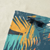 抽象芸術パーム柄名前をカスタムするビーチタオル ビーチタオル (インサイチュ)