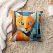 抽象芸術ヒゲ：オレンジキャット クッション (ブランケット)