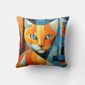抽象芸術ヒゲ：オレンジキャット クッション (裏面)