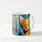 抽象芸術ヒゲ：オレンジキャット コーヒーマグカップ (正面右)