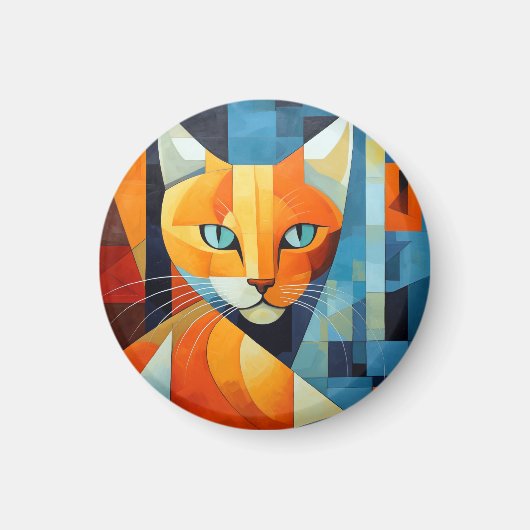 抽象芸術ヒゲ：オレンジキャット マグネット (正面)