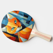 抽象芸術ヒゲ:オレンジキャット 卓球ラケット (横)