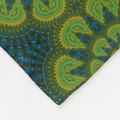 抽象芸術ヒッパイグリーン&ネイビーブルーフラワーエスニック フリースブランケット (角)