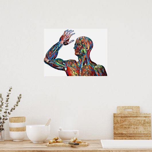 抽象芸術ヒト解剖学人静脈血管動脈アート ポスター (キッチン)