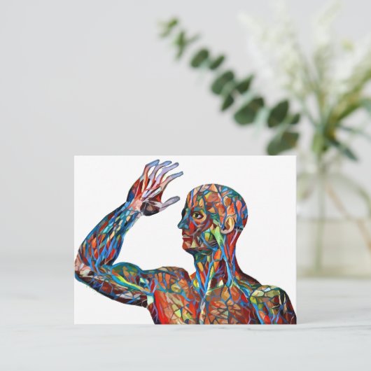 抽象芸術ヒト解剖学人静脈血管動脈アート ポストカード (スタンド正面)