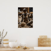 抽象芸術ヒューマンインロットウッドロッジとマッシュルーム ポスター (キッチン)