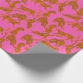 抽象芸術ヒョウで赤い唇と収入を持つ ラッピングペーパー (角)