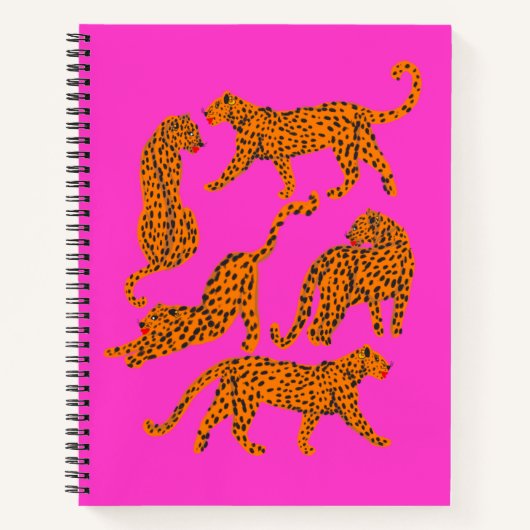 抽象芸術ヒョウと赤い唇のイラストレーション ノートブック (正面)