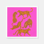 抽象芸術ヒョウと赤い唇イラストレーションのセット スタンダードカクテルナプキン (正面)