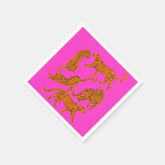 抽象芸術ヒョウと赤い唇イラストレーションのセット スタンダードカクテルナプキン (角)