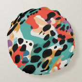 抽象芸術ヒョウ柄 ラウンドクッション (裏面)