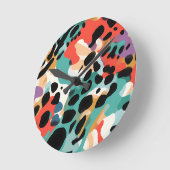 抽象芸術ヒョウ柄 ラウンド壁時計 (傾斜)
