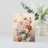 抽象芸術ビクトリアンの花が花瓶に ポストカード (スタンド正面)