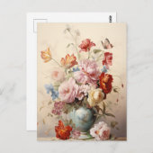 抽象芸術ビクトリアンの花が花瓶に ポストカード (正面/裏面)