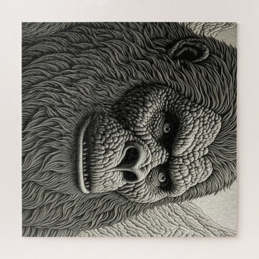 抽象芸術ビグフットin白黒アイアート ジグソーパズル (横)