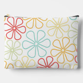 抽象芸術ビッグフラワーレッドイエローオーングライムティール(緑がかった色)重量 アクセサリーポーチ (正面)