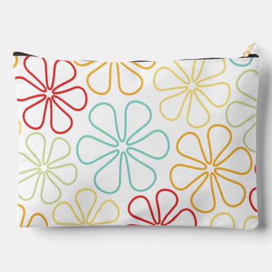 抽象芸術ビッグフラワーレッドイエローオーングライムティール（緑がかった色）重量 アクセサリーポーチ (裏面)