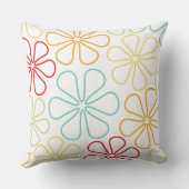 抽象芸術ビッグフラワーレッドイエローオーングライムティール(緑がかった色)重量 クッション (裏面)