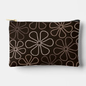 抽象芸術ビッグ・フラワーアウトラインのブラウンズとクリーム アクセサリーポーチ (正面)