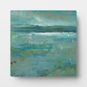 抽象芸術ビーチコースタルアートブルーティール（緑がかった色） フォトプラーク (正面)