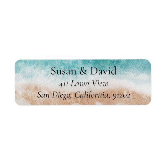 抽象芸術ビーチシーフロント海アドレス ラベル (正面)