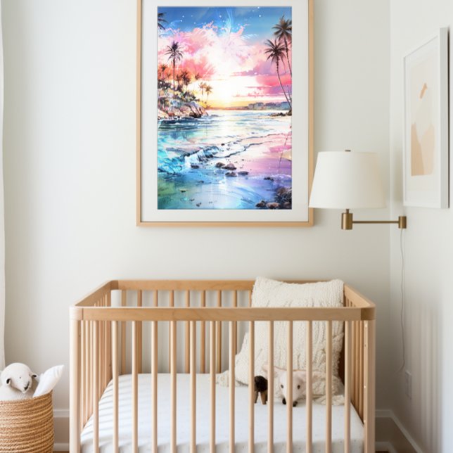 🌊抽象芸術ビーチシーントロピカルパラダイス🌴 メタルプリント (クリエイターアップロード済み)