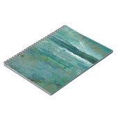 抽象芸術ビーチティール（緑がかった色）グリーン金ゴールドアート ノートブック (左側)