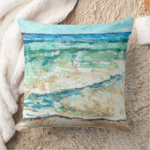 抽象芸術ビーチティール（緑がかった色）波 クッション (ブランケット)