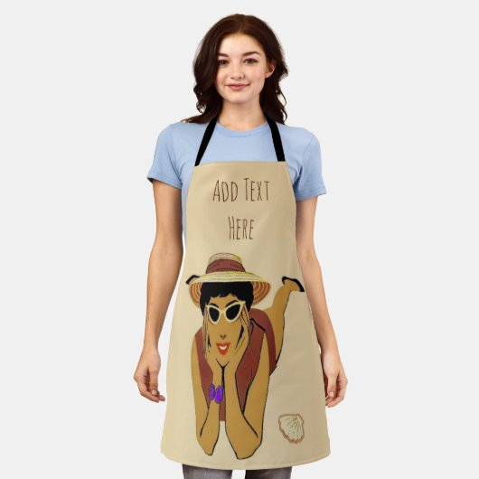 抽象芸術ビーチデザイン追加文字、エプロン エプロン (着用した状態)