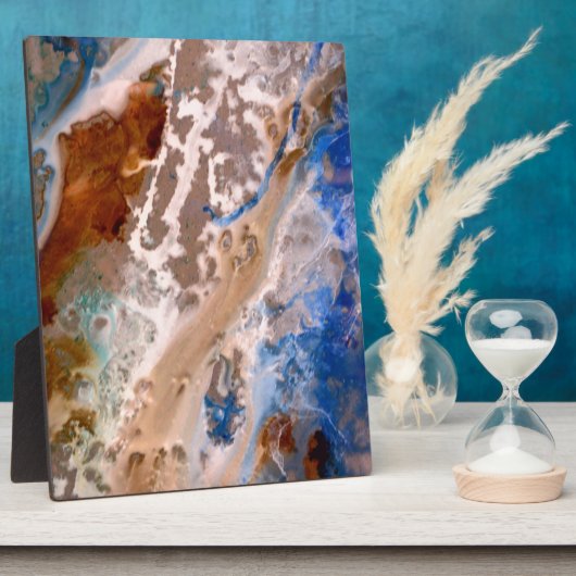 抽象芸術ビーチパターン、水模様、夏おもしろい フォトプラーク (側面)