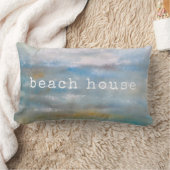 抽象芸術ビーチ沿岸海絵画雲 ランバークッション (ブランケット)