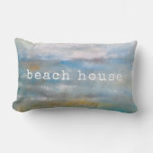 抽象芸術ビーチ沿岸海絵画雲 ランバークッション (正面)