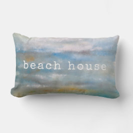 抽象芸術ビーチ沿岸海絵画雲 ランバークッション