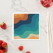 抽象芸術ビーチ波70sスタイル スタンダードカクテルナプキン (インサイチュ)