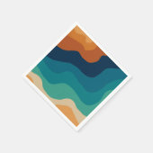 抽象芸術ビーチ波70sスタイル スタンダードカクテルナプキン (角)