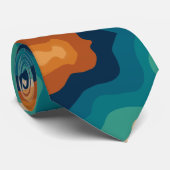 抽象芸術ビーチ波70sスタイル ネクタイ (ロール)